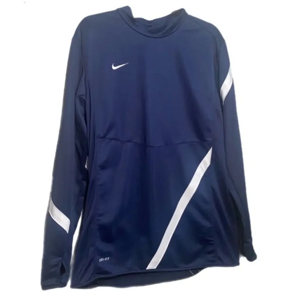 Nike Dri-Fit Navy With Thumbholes Size :  Embodied Nike Logo